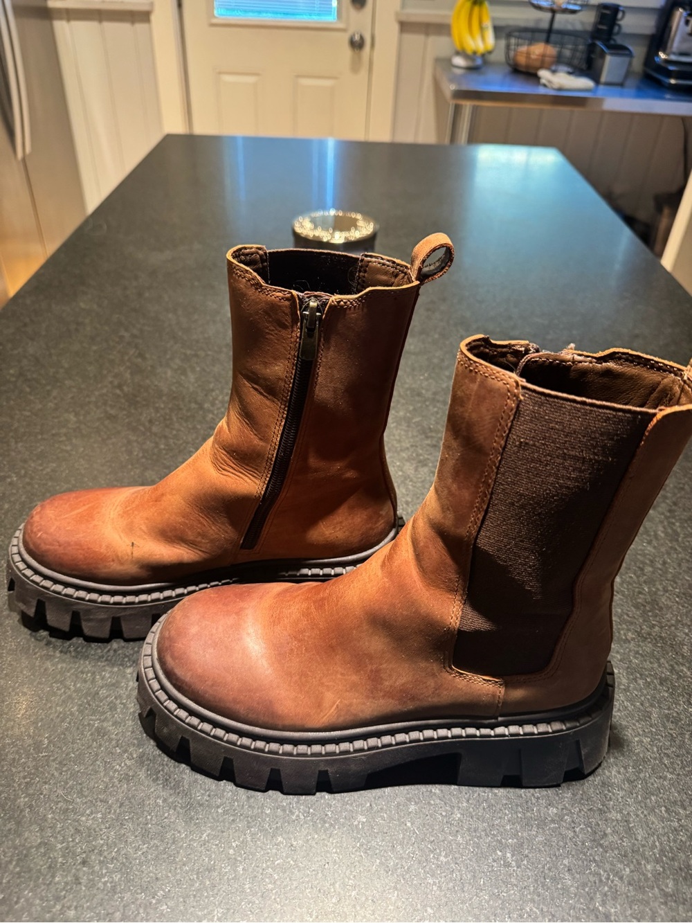 Steve Madden Brown Chunky Chelsea Boots - Picture 5 of 7
